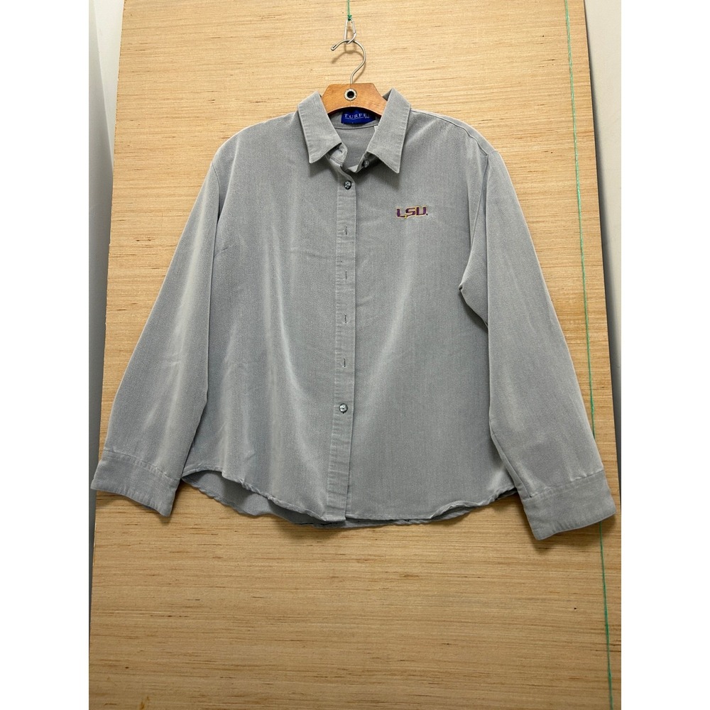 Turfer Sport LSU Tigers Button Up Shirt Gray Long Sleeve‎ Women
